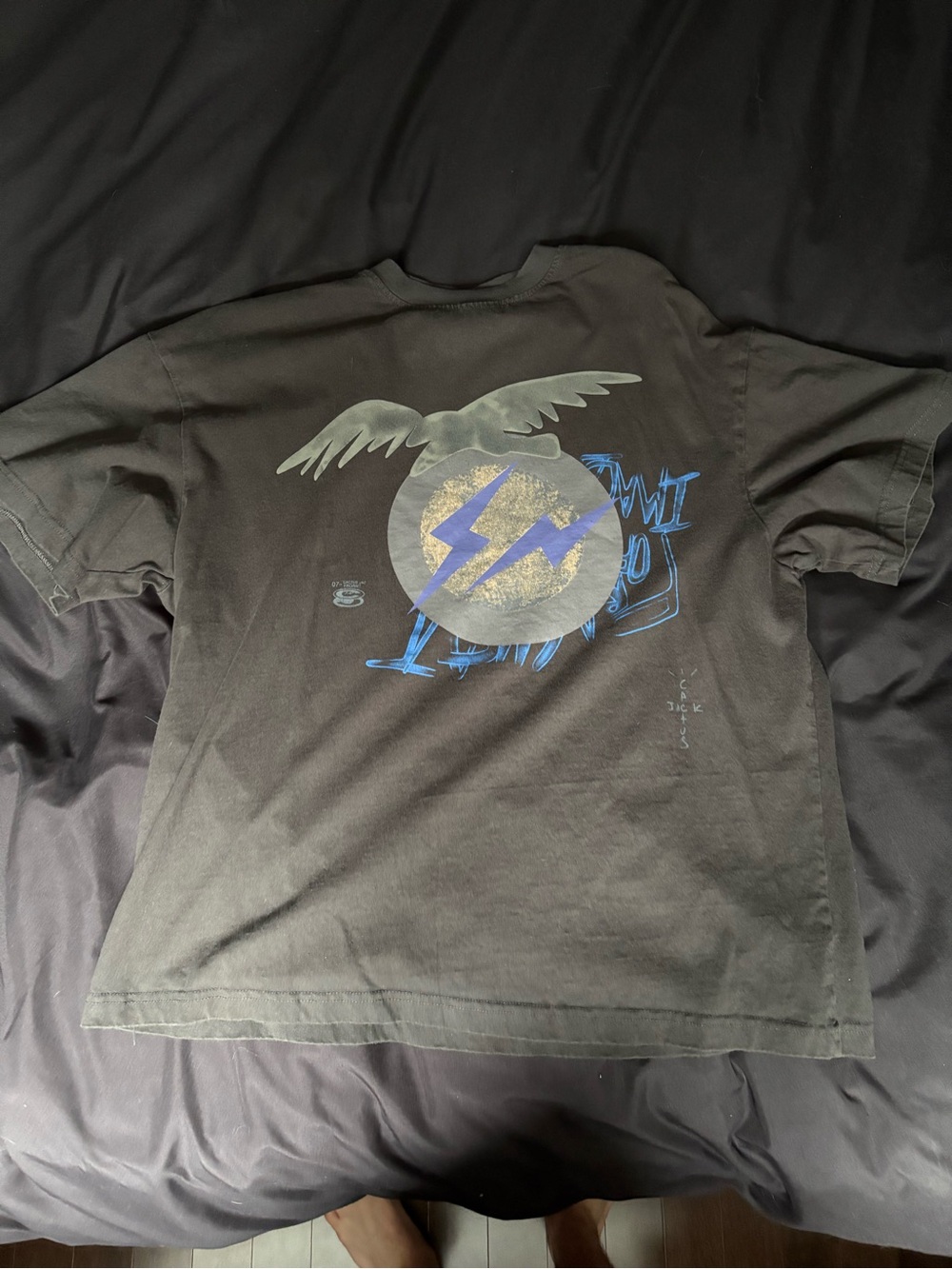 Cactus Jack by Travis Scott Black Tee with Blue & Gold Graphic
